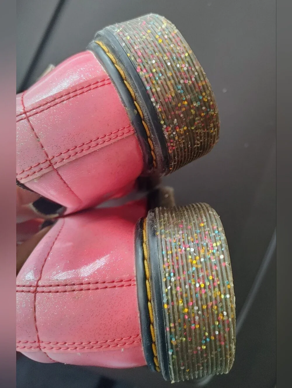 Dr. Martens Mary Jane Junior 8065 Pink Gradient Glitter Leather Mary Jane Shoe